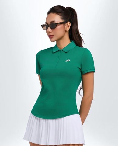  PILI - Áo polo nữ tay ngắn phom ôm phối logo 