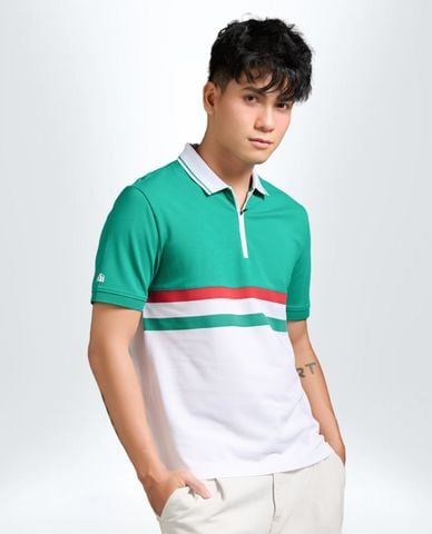  PILI - Áo polo nam cổ bẻ tay ngắn phối màu 
