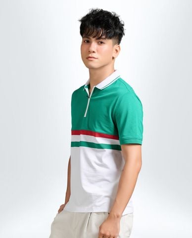  PILI - Áo polo nam cổ bẻ tay ngắn phối màu 