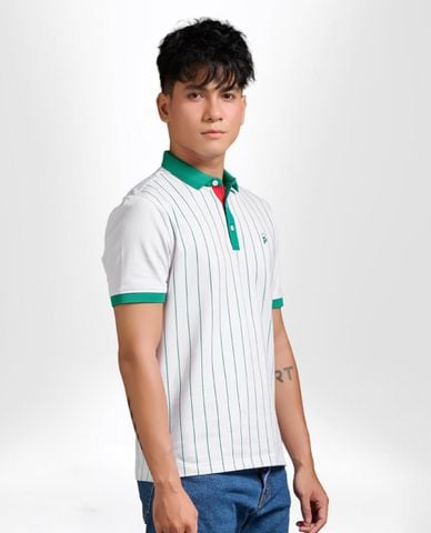  PILI - Áo polo nam tay ngắn thêu logo kẻ sọc 