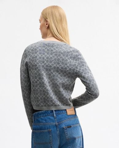  COACH - Áo khoác cardigan nữ cổ tròn tay dài Signature 