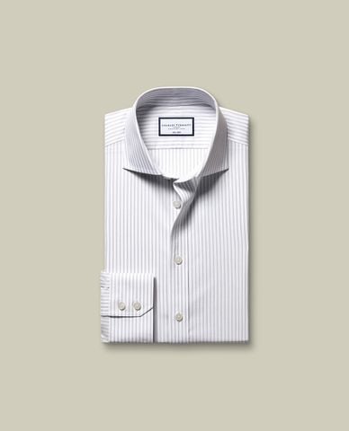 CHARLES TYRWHITT - Áo sơ mi nam cổ bẻ tay dài Poplin Stripe 
