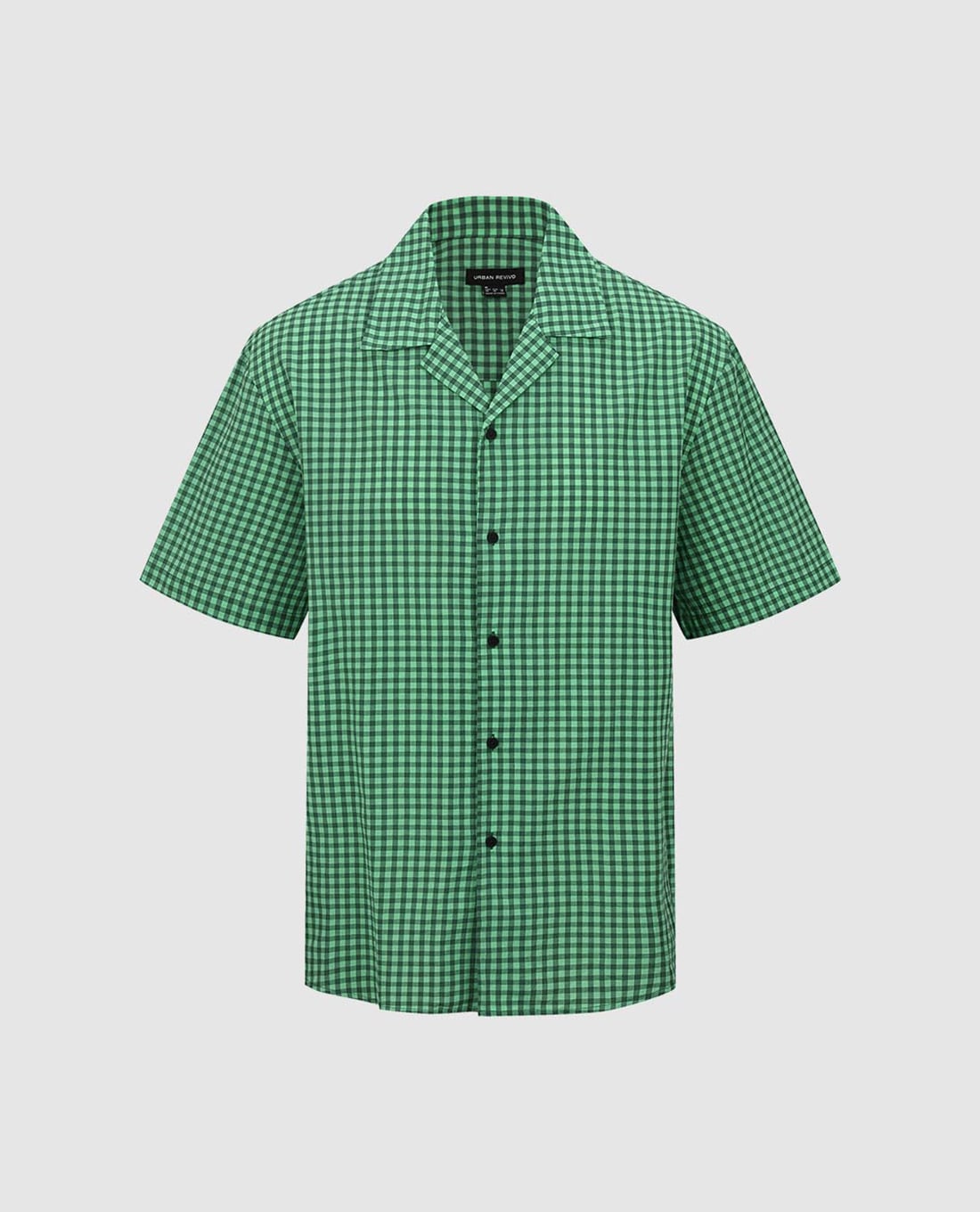 URBAN REVIVO - Áo sơ mi nam cổ bẻ tay ngắn sọc caro