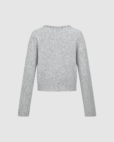  URBAN REVIVO - Áo khoác cardigan nữ tay dài đính đá 