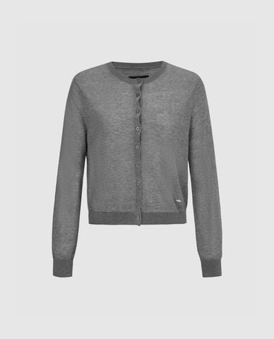  URBAN REVIVO - Áo khoác cardigan nữ cổ tròn tay dài phối nút 