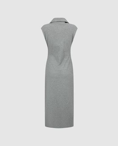  URBAN REVIVO - Đầm polo midi sát nách xẻ tà 