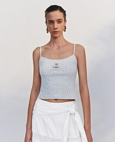  URBAN REVIVO - Áo hai dây nữ phom croptop in họa tiết 