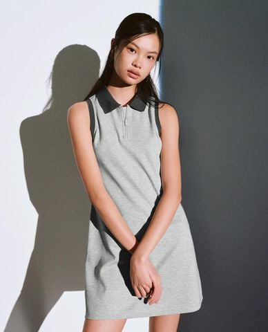  URBAN REVIVO - Đầm polo mini sát nách phom suông 