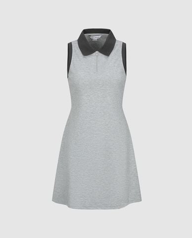  URBAN REVIVO - Đầm polo mini sát nách phom suông 