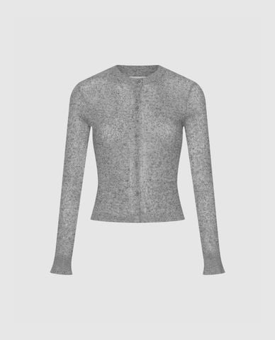  URBAN REVIVO - Áo dệt kim nữ tay dài phối nút 