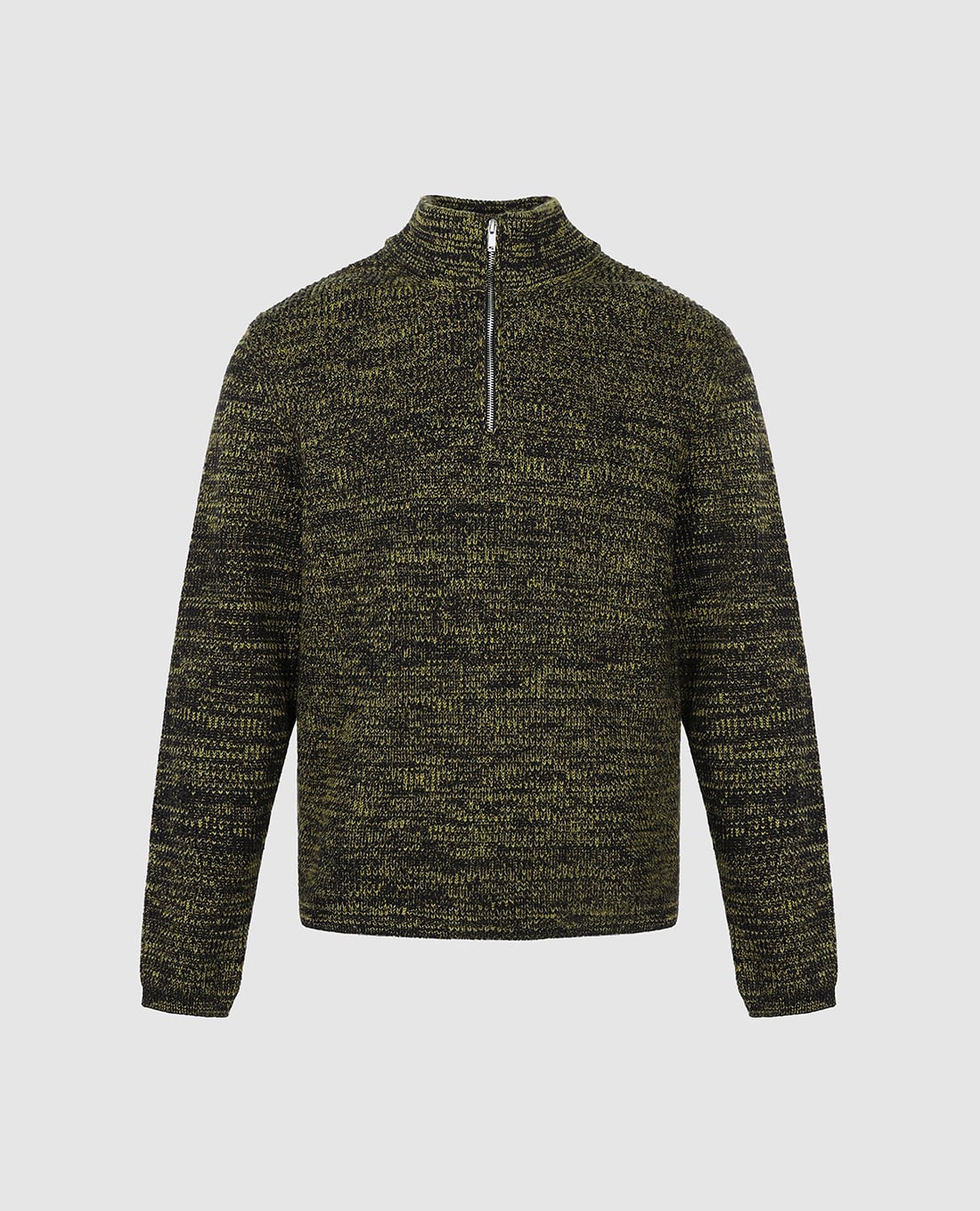 URBAN REVIVO - Áo dệt kim nam cổ lọ tay dài phối khoá zip