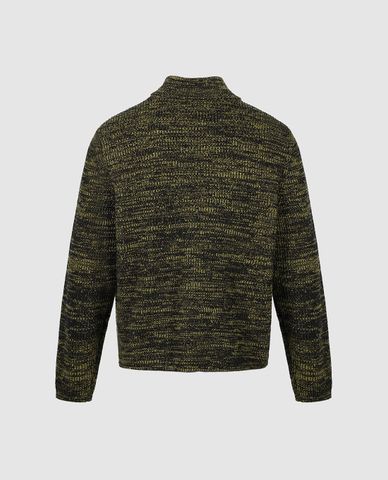  URBAN REVIVO - Áo dệt kim nam cổ lọ tay dài phối khoá zip 