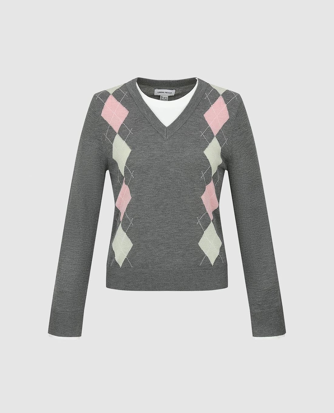 URBAN REVIVO - Áo dệt kim nữ cổ tròn tay dài 2 In 1