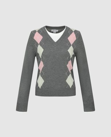  URBAN REVIVO - Áo dệt kim nữ cổ tròn tay dài 2 In 1 