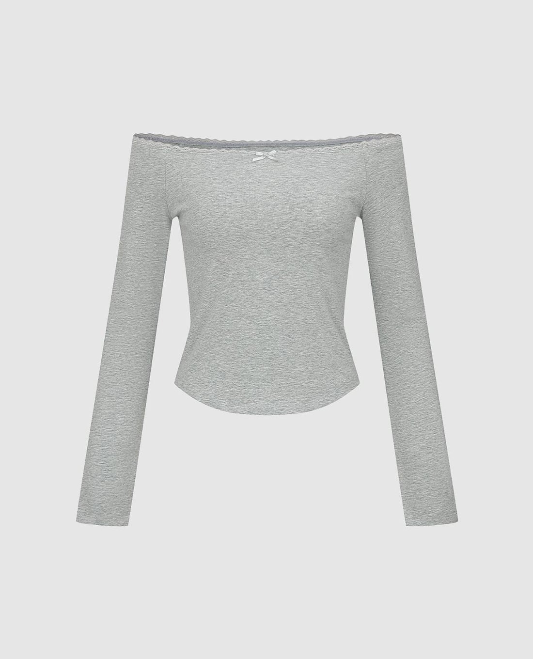 URBAN REVIVO - Áo trễ vai nữ tay dài phom ôm phối nơ