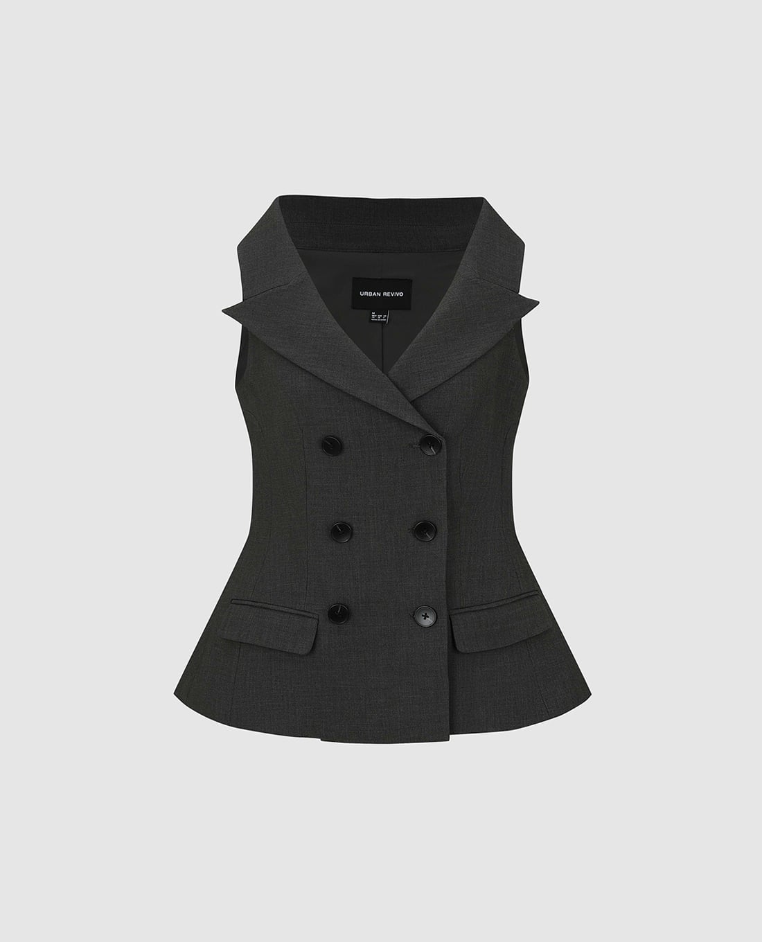URBAN REVIVO - Áo khoác gilet nữ cổ vest hai hàng nút