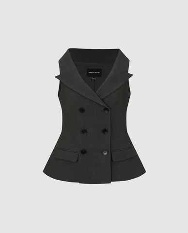  URBAN REVIVO - Áo khoác gilet nữ cổ vest hai hàng nút 