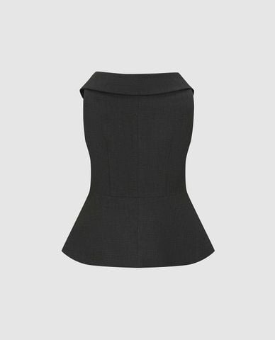  URBAN REVIVO - Áo khoác gilet nữ cổ vest hai hàng nút 