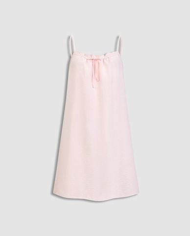  MISAKI - Đầm ngắn nữ mặc nhà hai dây cotton nhăn trơn 