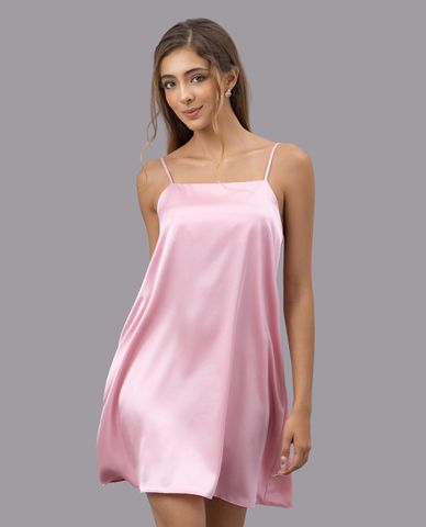  VERA - Đầm ngắn mặc nhà satin trơn hai dây 