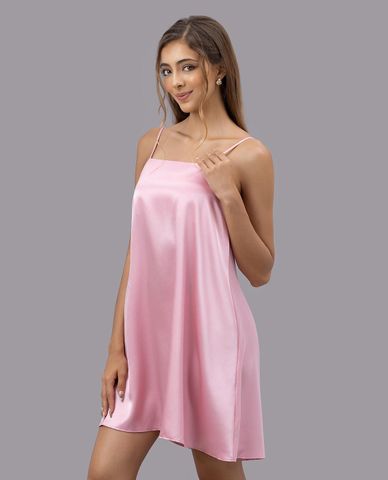  VERA - Đầm ngắn mặc nhà satin trơn hai dây 