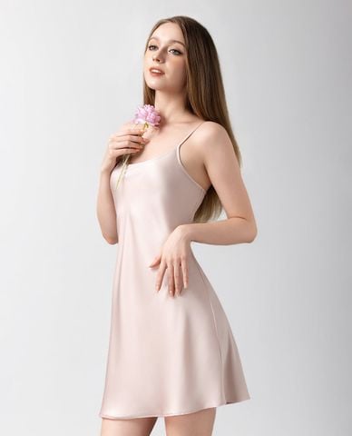  MISAKI - Đầm ngắn nữ mặc nhà hai dây latin trơn 