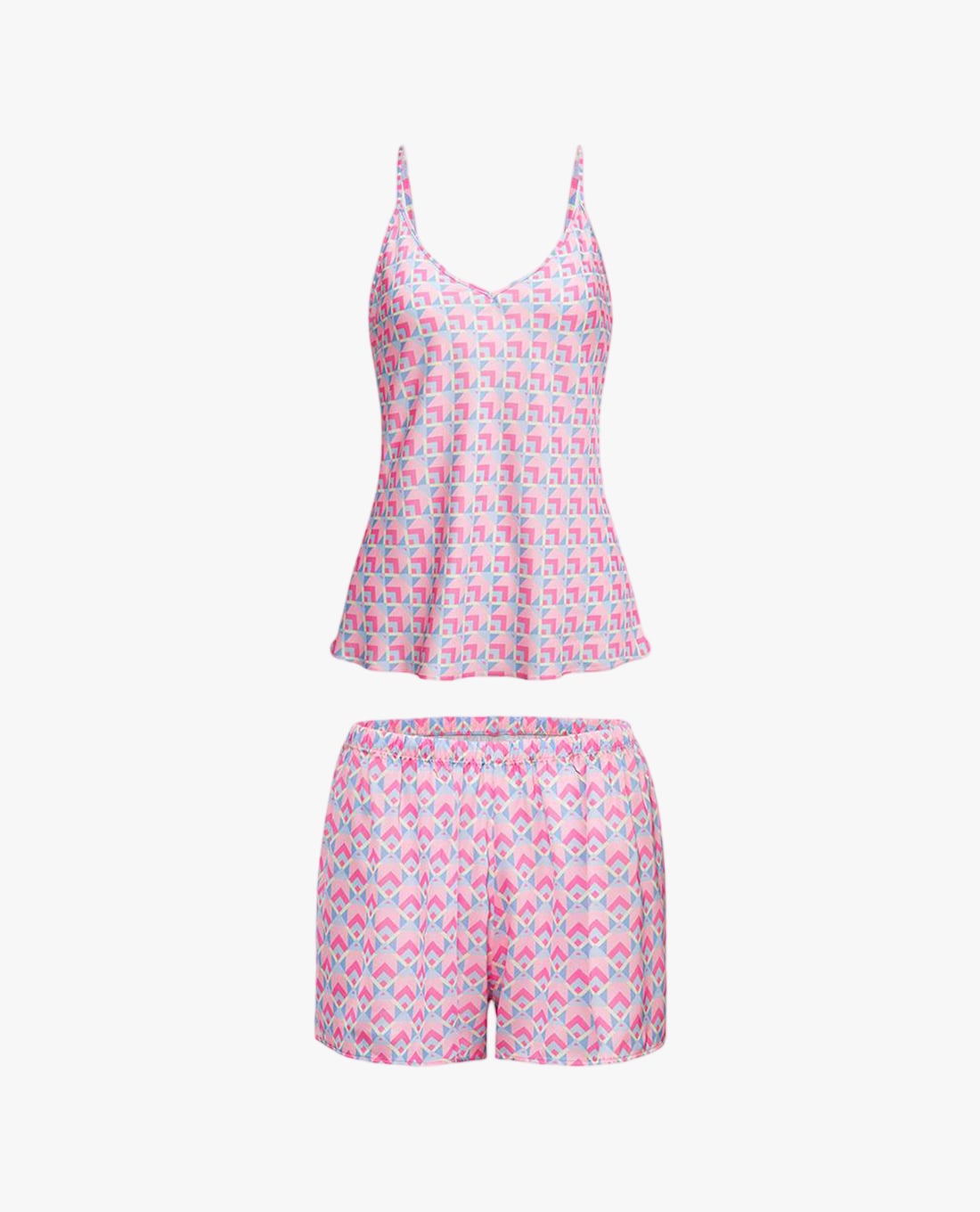 VERA - Bộ quần áo nữ ngắn mặc nhà hai dây satin in