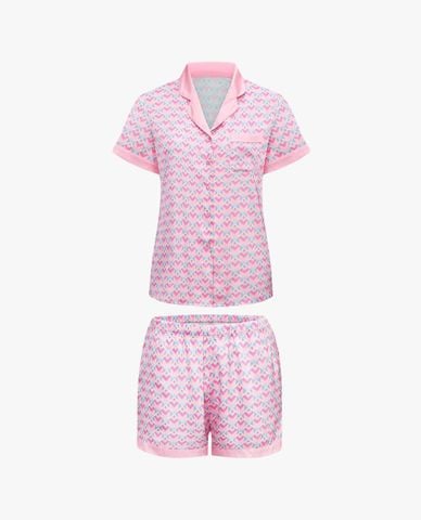  VERA - Bộ pijama ngắn nữ tay ngắn satin in 