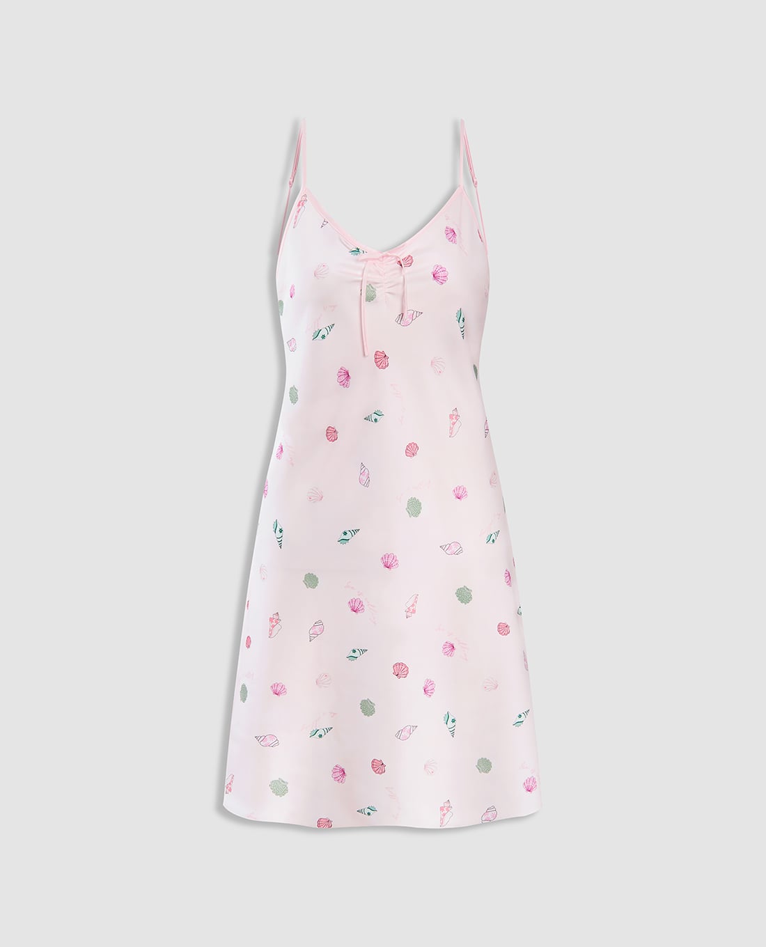 VERA - Đầm ngắn nữ mặc nhà hai dây satin in