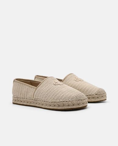  PEDRO - Giày lười nữ đế bệt mũi tròn Raffia Icon 