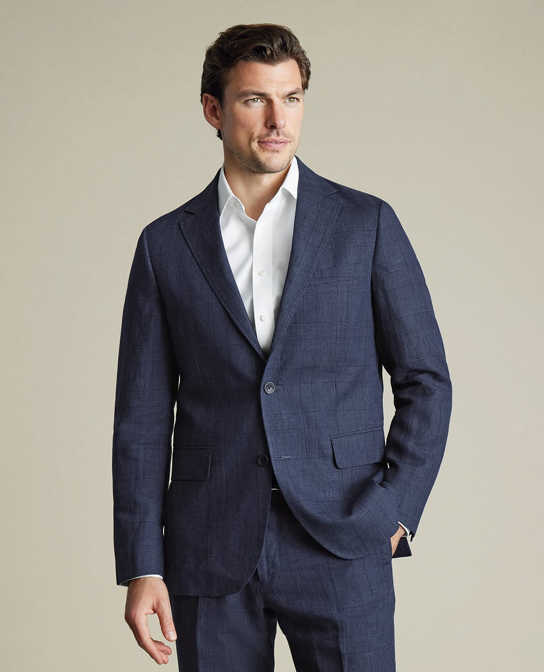 CHARLES TYRWHITT - Áo vest nam thanh lịch Pure Linen Check