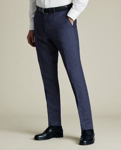  CHARLES TYRWHITT - Quần âu nam phom ôm Pure Linen Check 