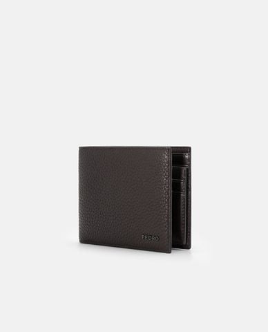  PEDRO - Ví nam dáng ngắn gập đôi Tumbled Leather With Insert 