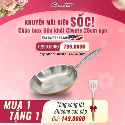  CIWETE - Chảo inox vàng đồng cao cấp 28cm 