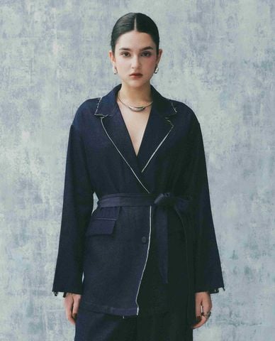  DEZUS - Áo khoác blazer nữ cổ V phối thắt lưng Drusilla 