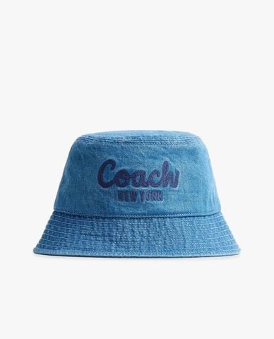  COACH - Nón bucket unisex Script Embroidered Denim 