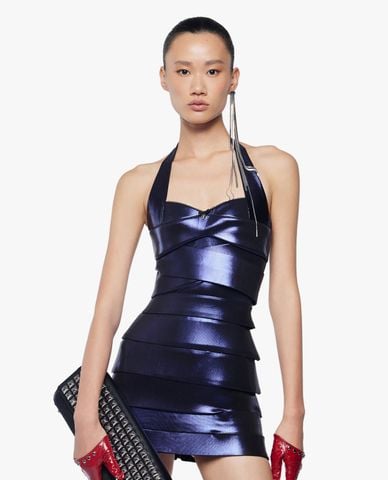  FANCì CLUB - Đầm mini cổ yếm xếp lớp phom ôm Shalom 