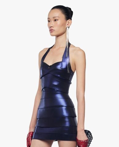  FANCì CLUB - Đầm mini cổ yếm xếp lớp phom ôm Shalom 