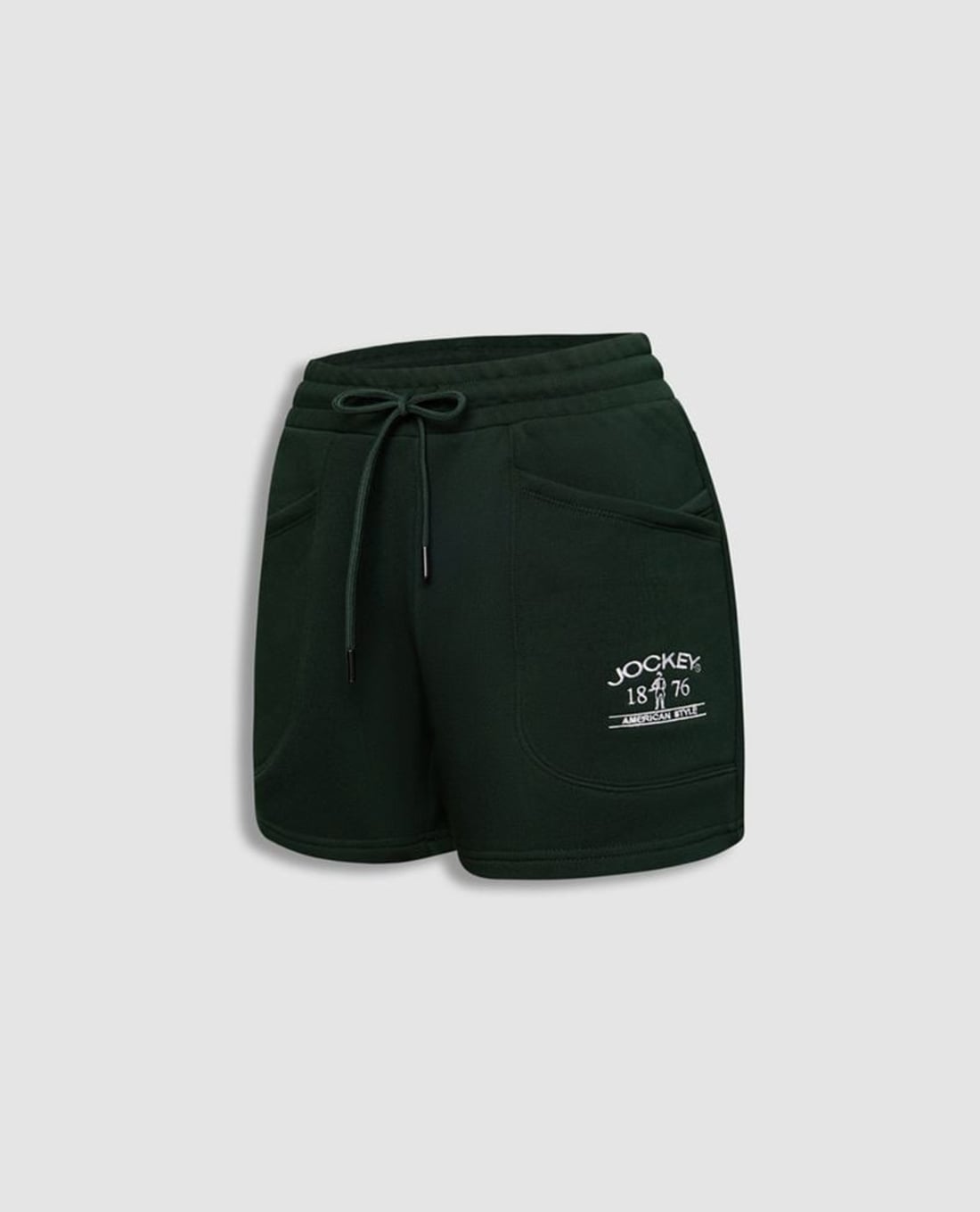 JOCKEY - Quần short nữ tập luyện lưng thun da cá thêu logo