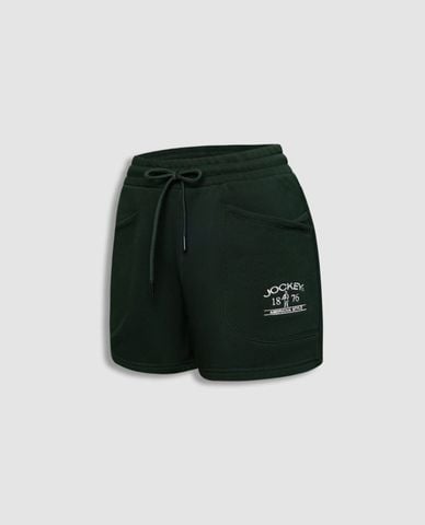  JOCKEY - Quần short nữ tập luyện lưng thun da cá thêu logo 