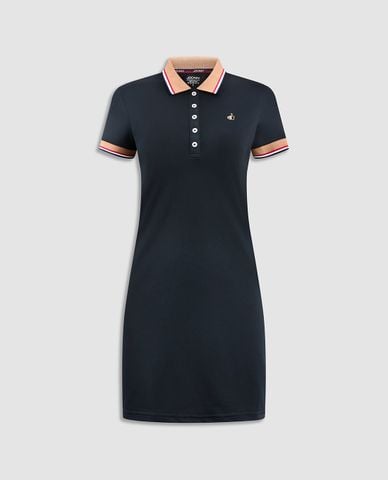  JOCKEY - Đầm polo midi cổ bẻ tay ngắn Noire 