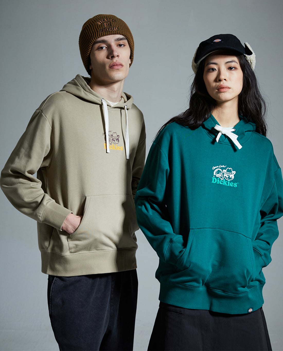 DICKIES - Áo hoodie unisex tay dài phối mũ French Terry Graphic