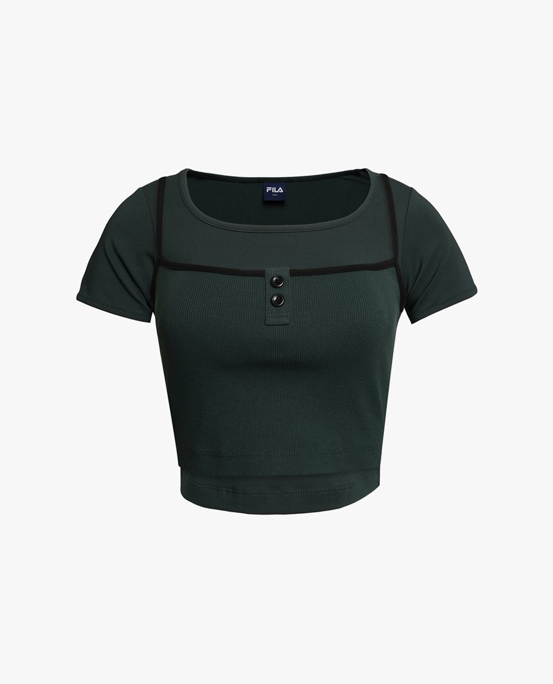 FILA - Áo croptop nữ cổ vuông phối layer Origin Club