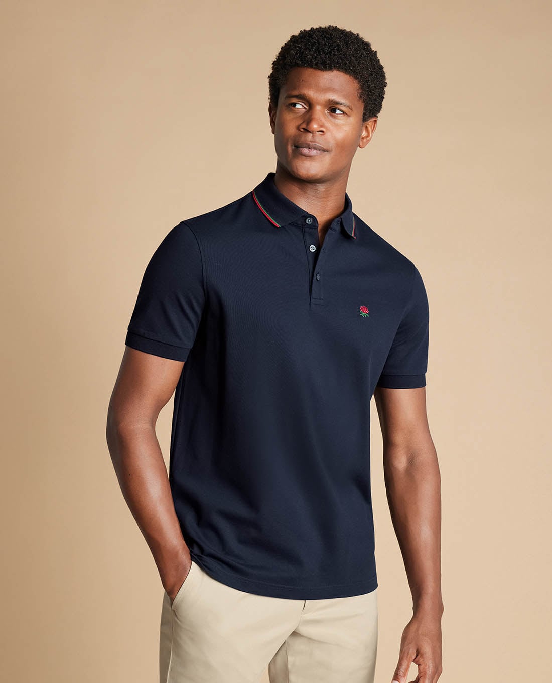 CHARLES TYRWHITT - Áo polo nam cổ bẻ tay ngắn Pique