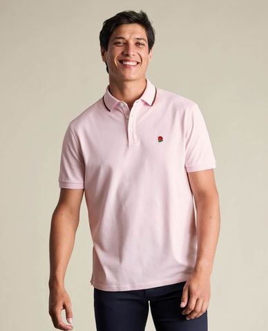 CHARLES TYRWHITT - Áo polo nam tay ngắn kẻ sọc thêu hoa 