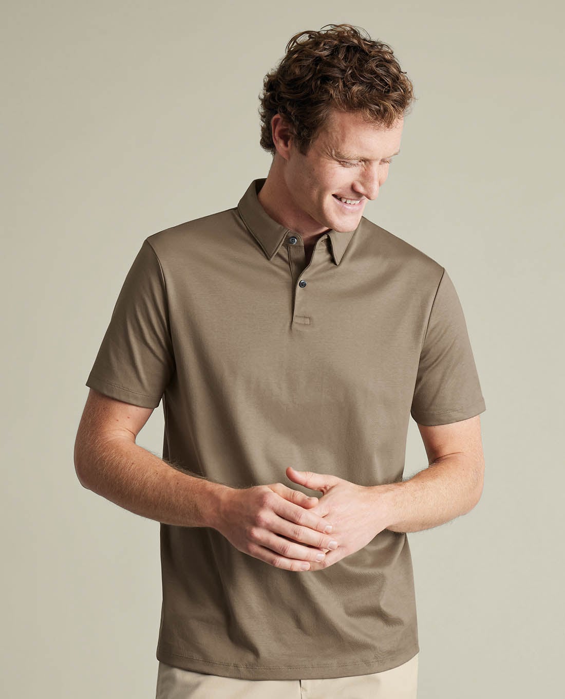 CHARLES TYRWHITT - Áo polo nam cổ bẻ tay ngắn tối giản