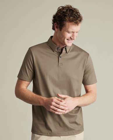  CHARLES TYRWHITT - Áo polo nam cổ bẻ tay ngắn tối giản 