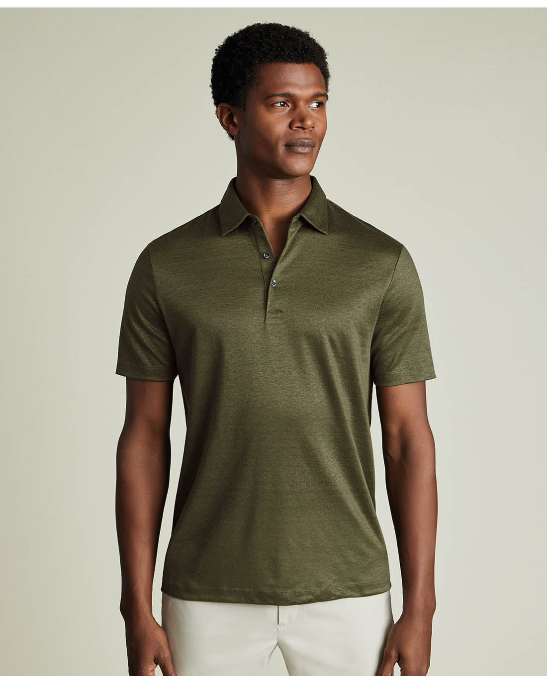 CHARLES TYRWHITT - Áo polo nam cổ bẻ tay ngắn Pure Linen