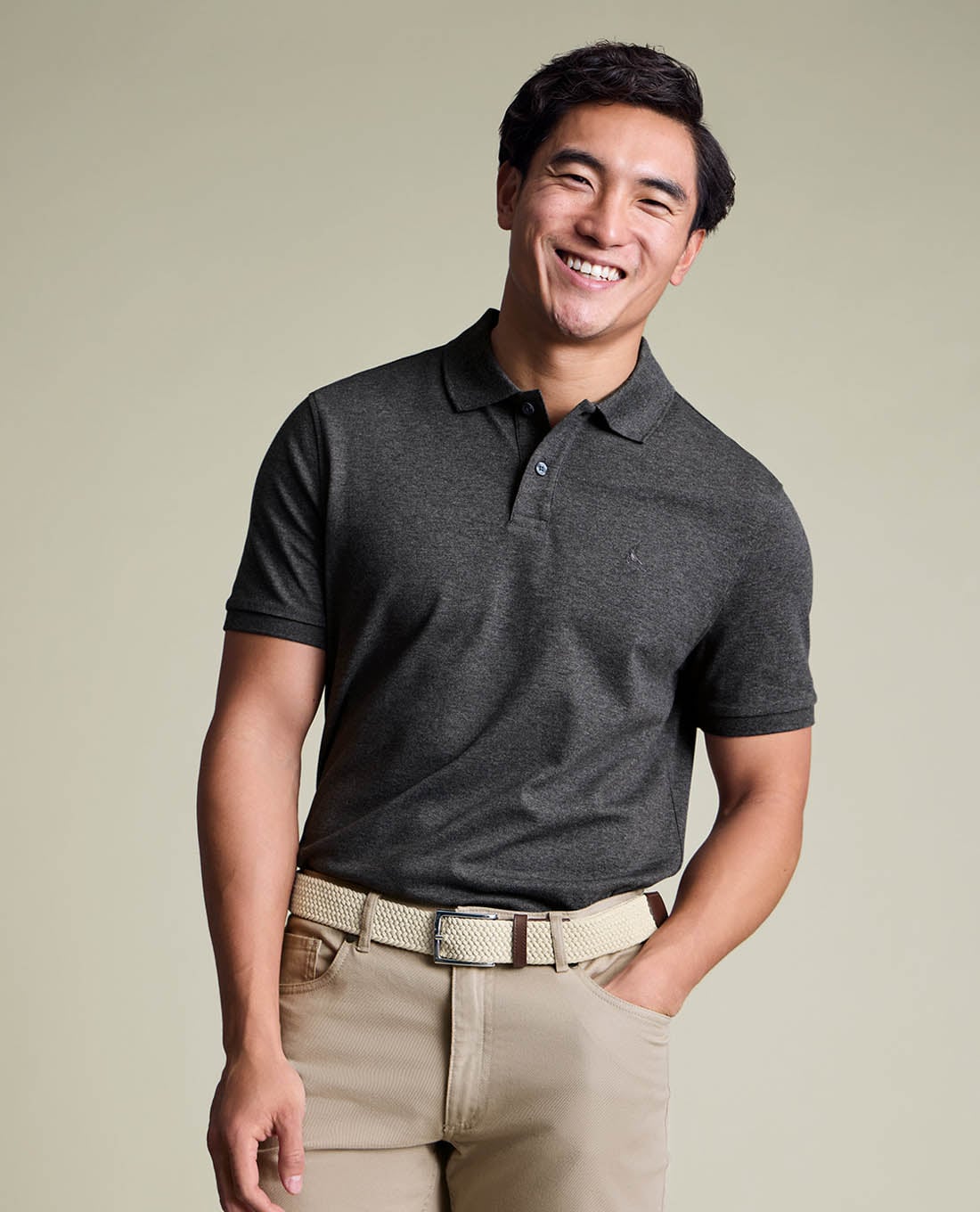 CHARLES TYRWHITT - Áo polo nam cổ bẻ tay ngắn Pique
