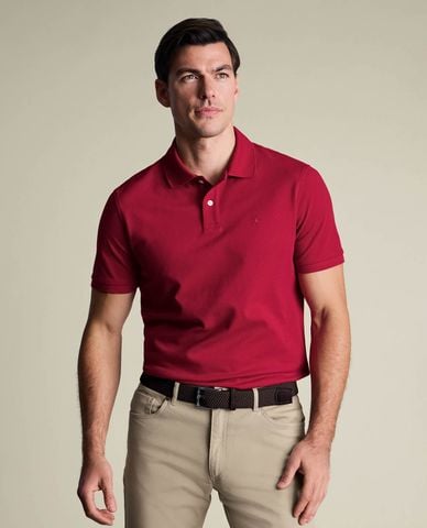  CHARLES TYRWHITT - Áo polo nam cổ bẻ tay ngắn Pique 